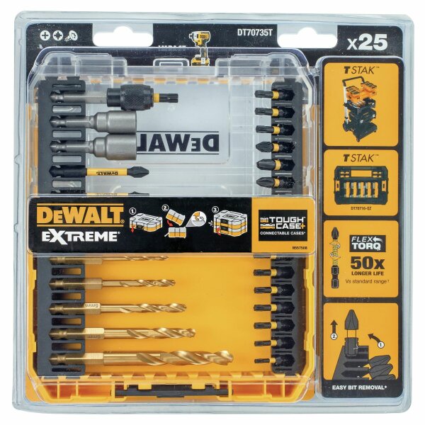 DEWALT Bohrer-Bit-Set 25-tlg. schlagf. HSS-G