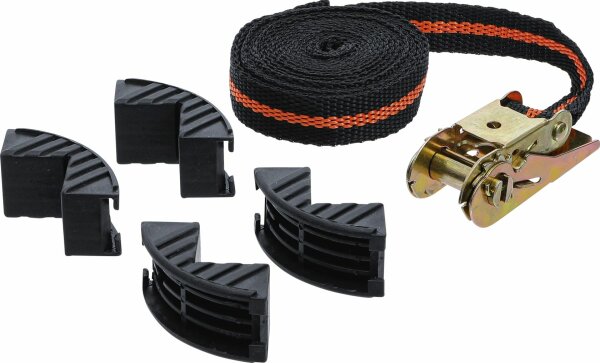 BGS DIY Knarren-Spannband | mit 4 Schutzbacken | 5 m x 25 mm