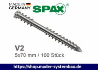 5x70 mm SPAX Terrassenschrauben A2, XXL, 100 Stück/ Paket