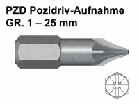 Bit - PZD Pozidriv-Aufnahme GR. 1 - 25 mm