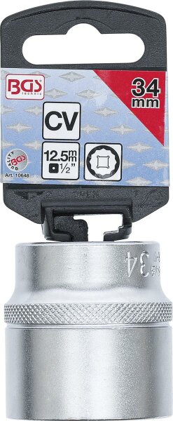 BGS Steckschlüssel-Einsatz Zwölfkant | Antrieb Innenvierkant 12,5 mm (1/2") | SW 34 mm